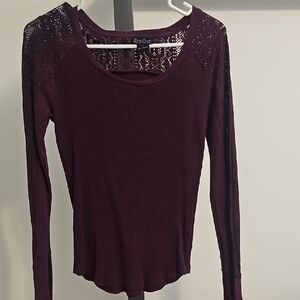 Lucky Brand Purple Lace Long Sleeve Top